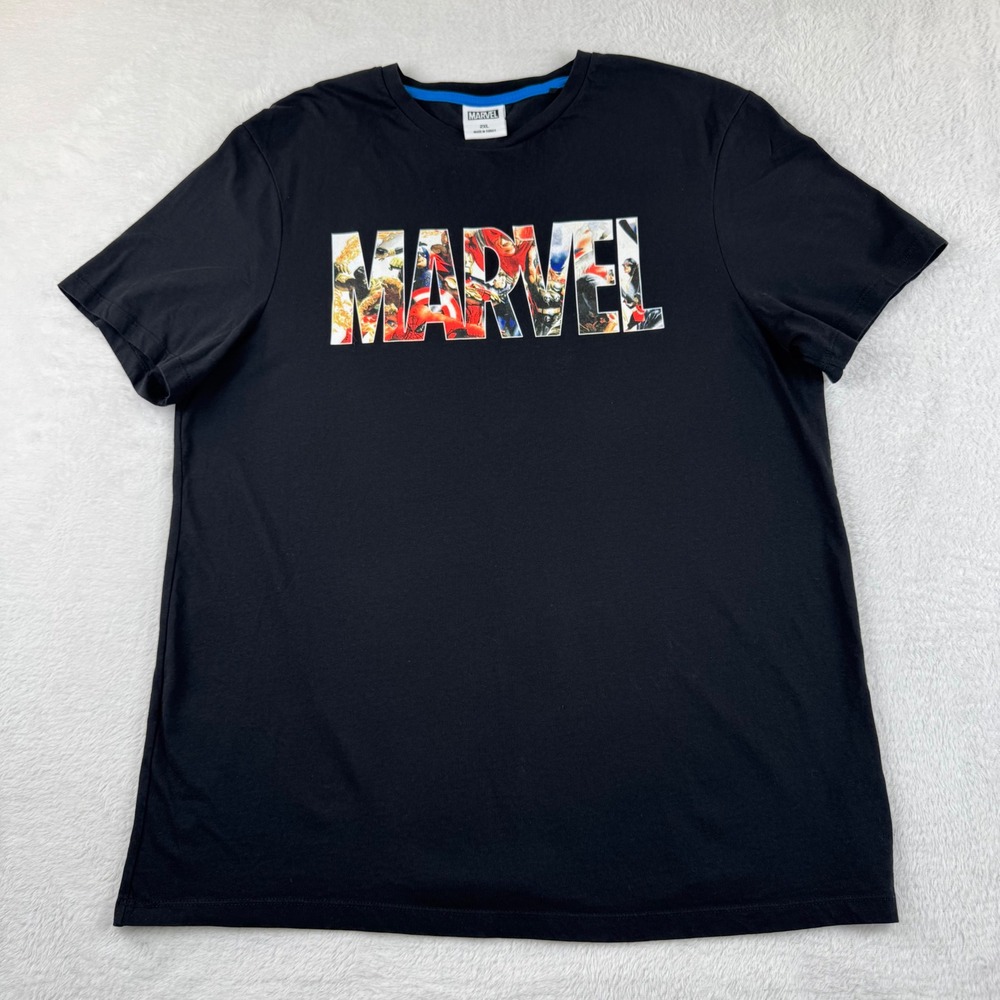 Primark Marvel Graphic T-Shirt Mens 2XL Black Avengers Comics Logo Tee